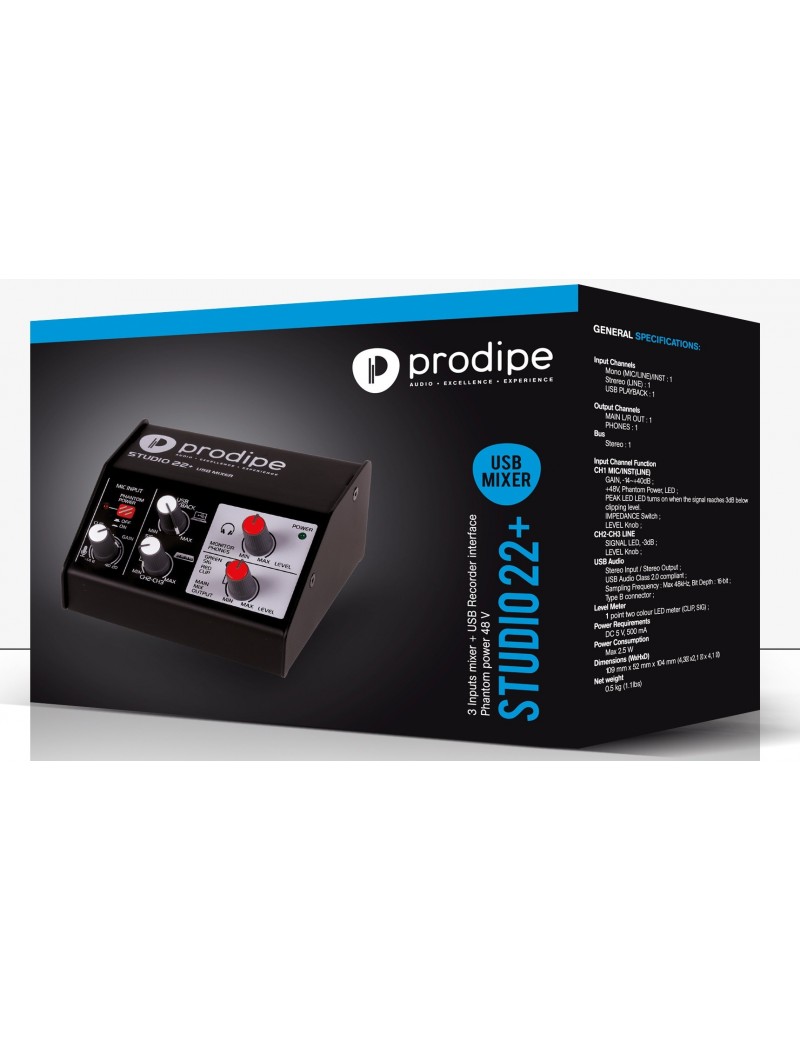 TARJETA DE SONIDO PRODIPE STUDIO 22 PLUS