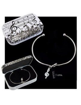 PULSERA RÍGIDA PLATEADA CLAVE SOL